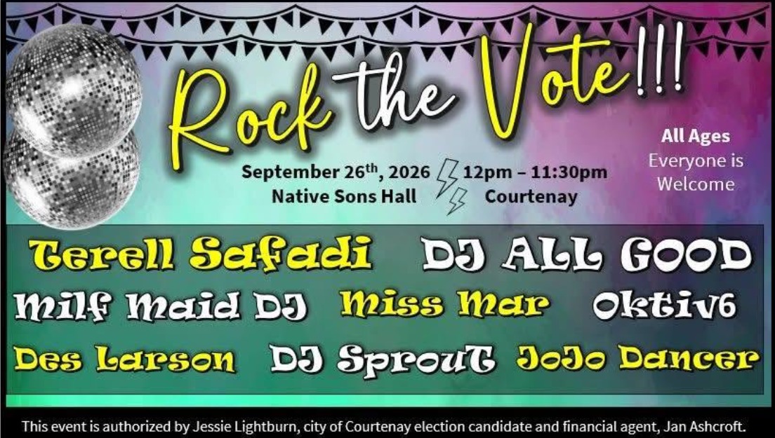 Rock the Vote — September 26, 2026 at Native Sons Hall, Courtenay